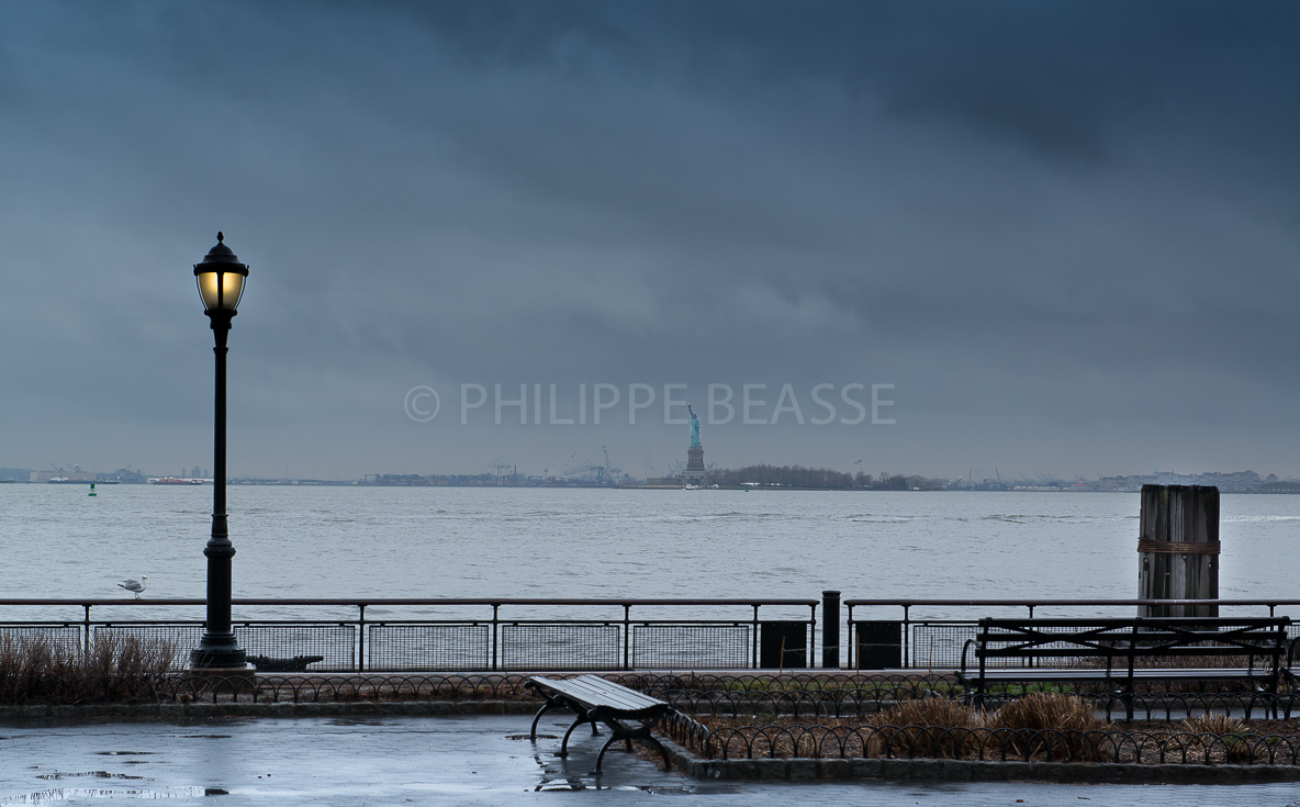 Miss Liberty waiting storm